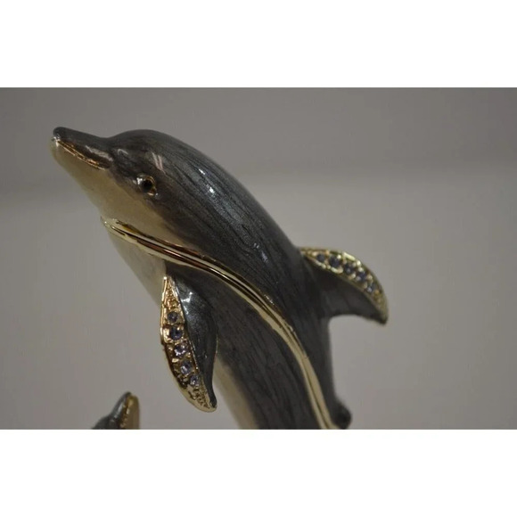 Ciel Collectibles Dolphin Trinket Box w/ Necklace Enamel Swarovski Crystals - Picture 4 of 9